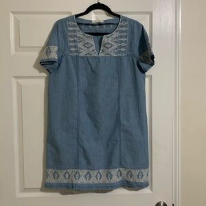 Madewell Medium Embroidered Denim Dress